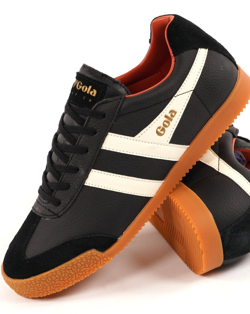 Gola Harrier Leather Trainer Black / White / Orange