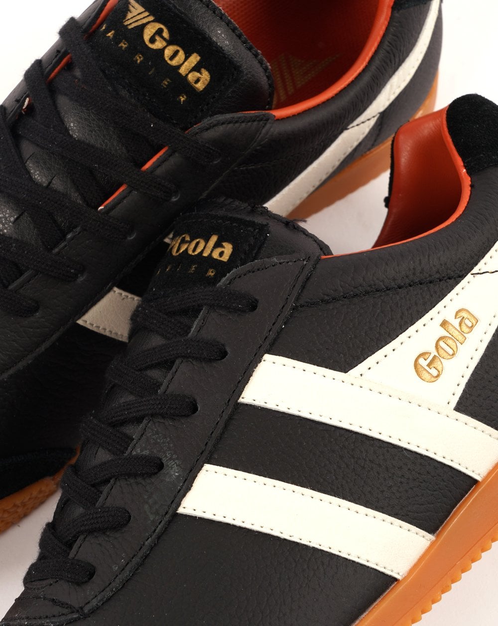 Gola Harrier Leather Trainer Black / White / Orange