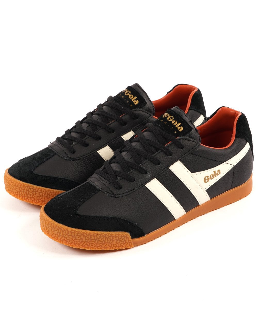 Gola Harrier Leather Trainer Black / White / Orange