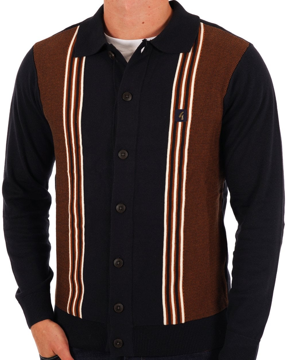 Gabicci Vintage Hanson Button Through Knit Navy