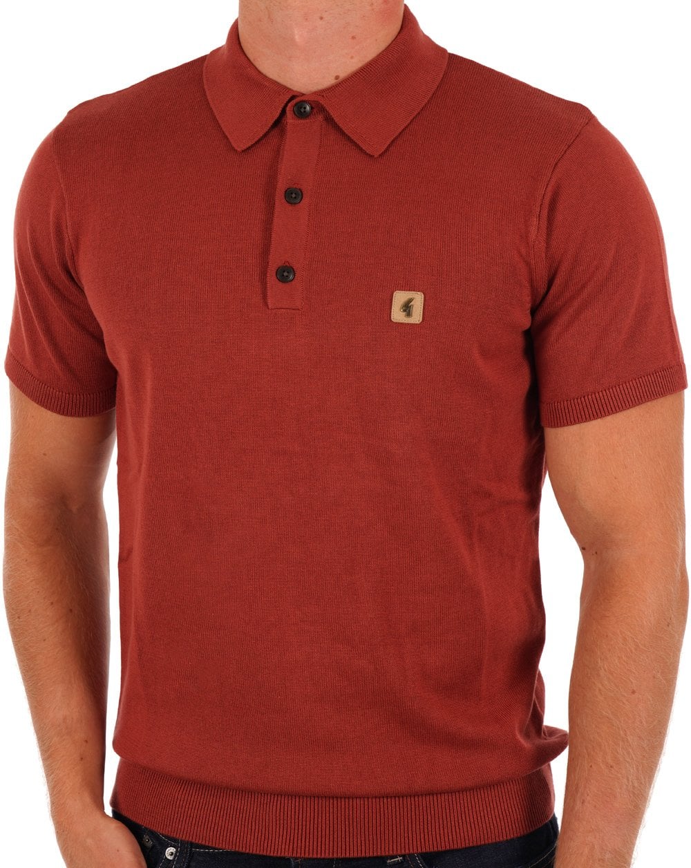 Gabicci Vintage Jackson Knitted Polo Rust
