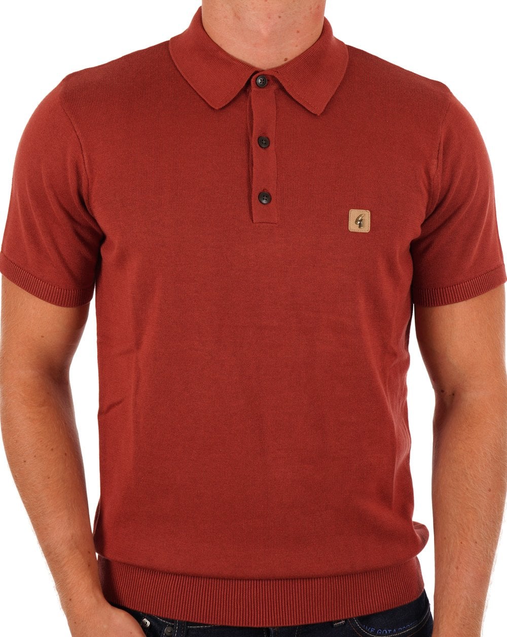 Gabicci Vintage Jackson Knitted Polo Rust