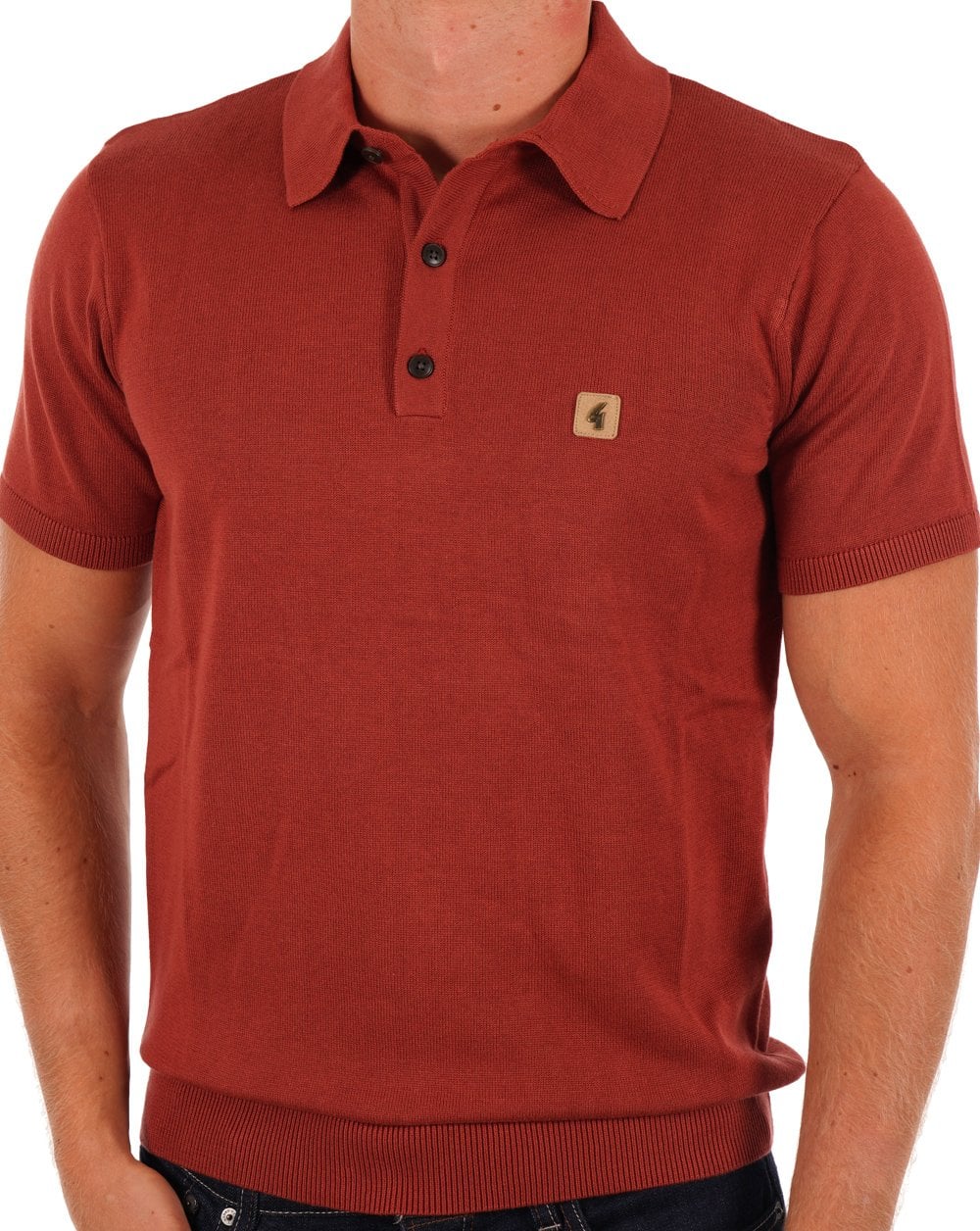 Gabicci Vintage Jackson Knitted Polo Rust