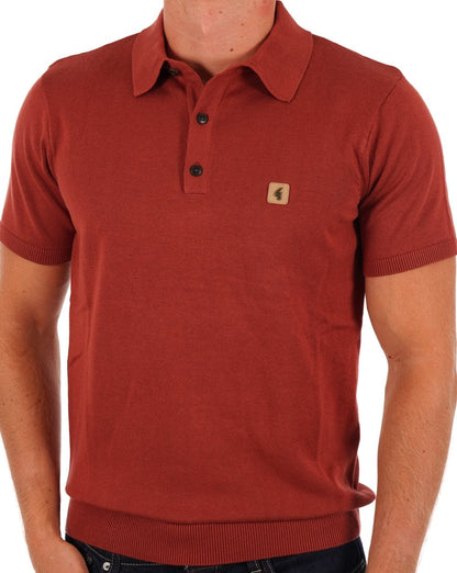 Gabicci Vintage Jackson Knitted Polo Rust