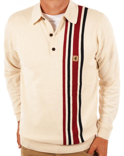 Gabicci Vintage Soda LS Knit Polo Cream