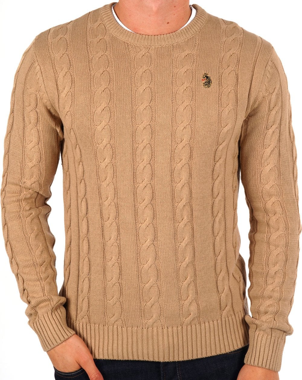 Luke Aspen Cable Knit Jumper Biscuit