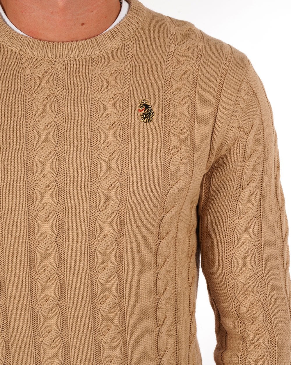 Luke Aspen Cable Knit Jumper Biscuit