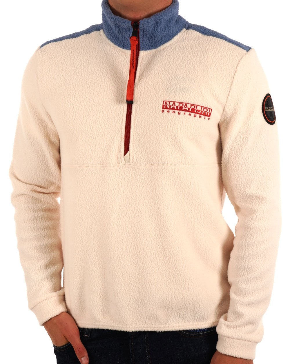 Napapijri Anderby Half Zip Fleece Ecru