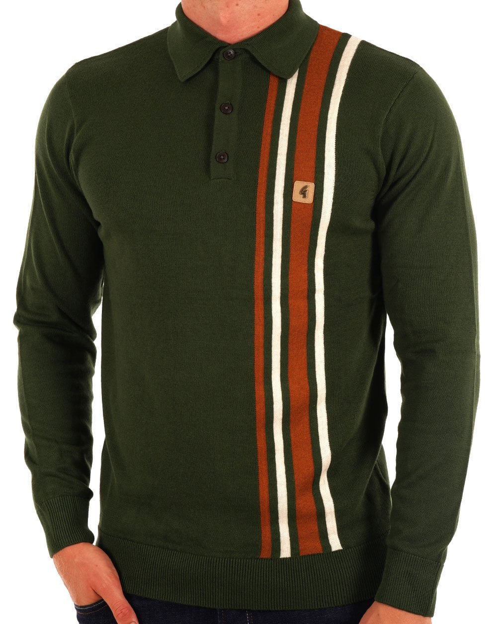 Gabicci Vintage Soda LS Knit Polo Forest