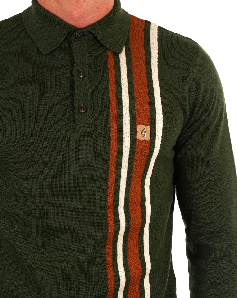 Gabicci Vintage Soda LS Knit Polo Forest