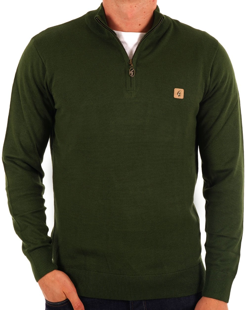 Gabicci Vintage Naxton Quarter Zip Jumper Forest