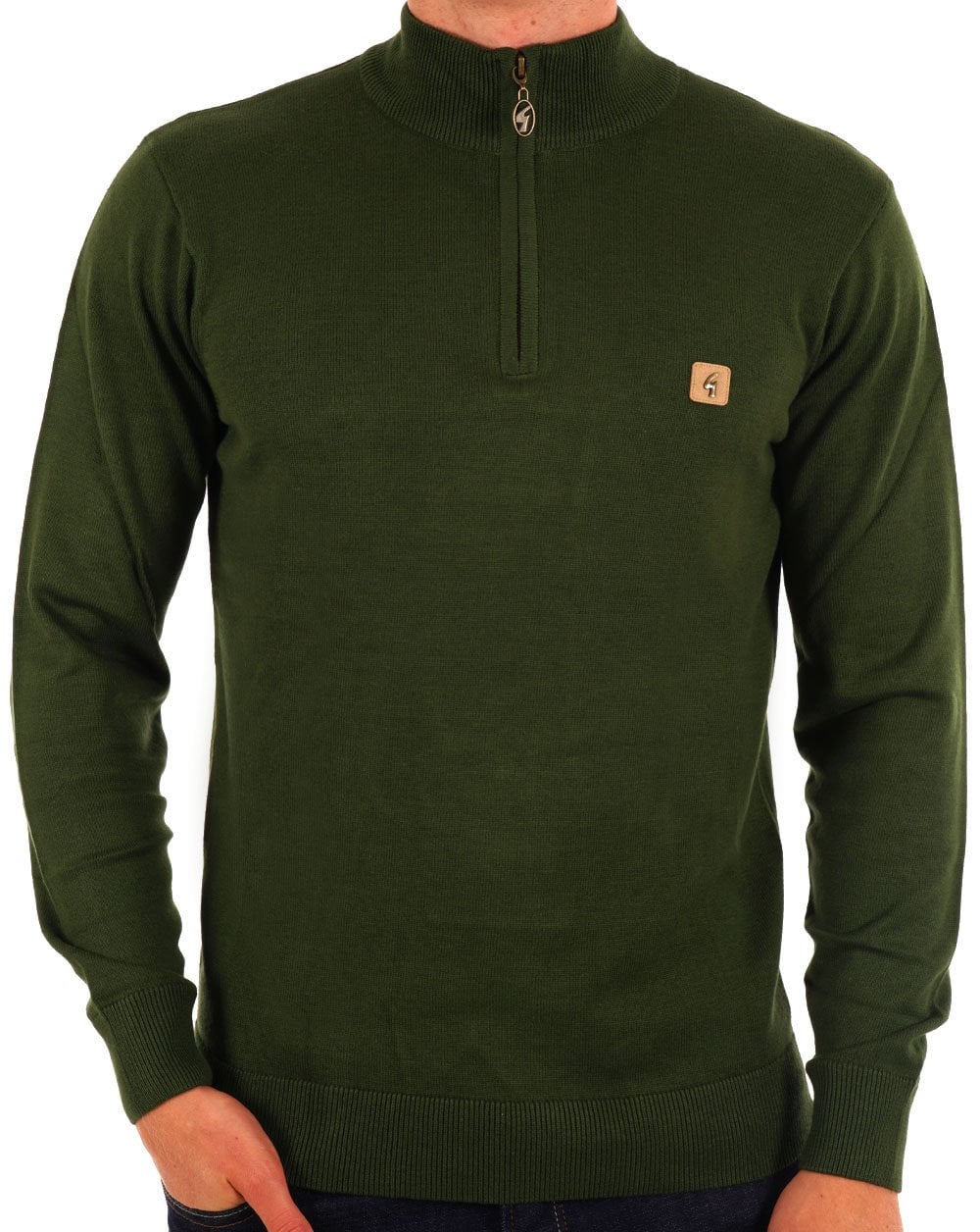 Gabicci Vintage Naxton Quarter Zip Jumper Forest