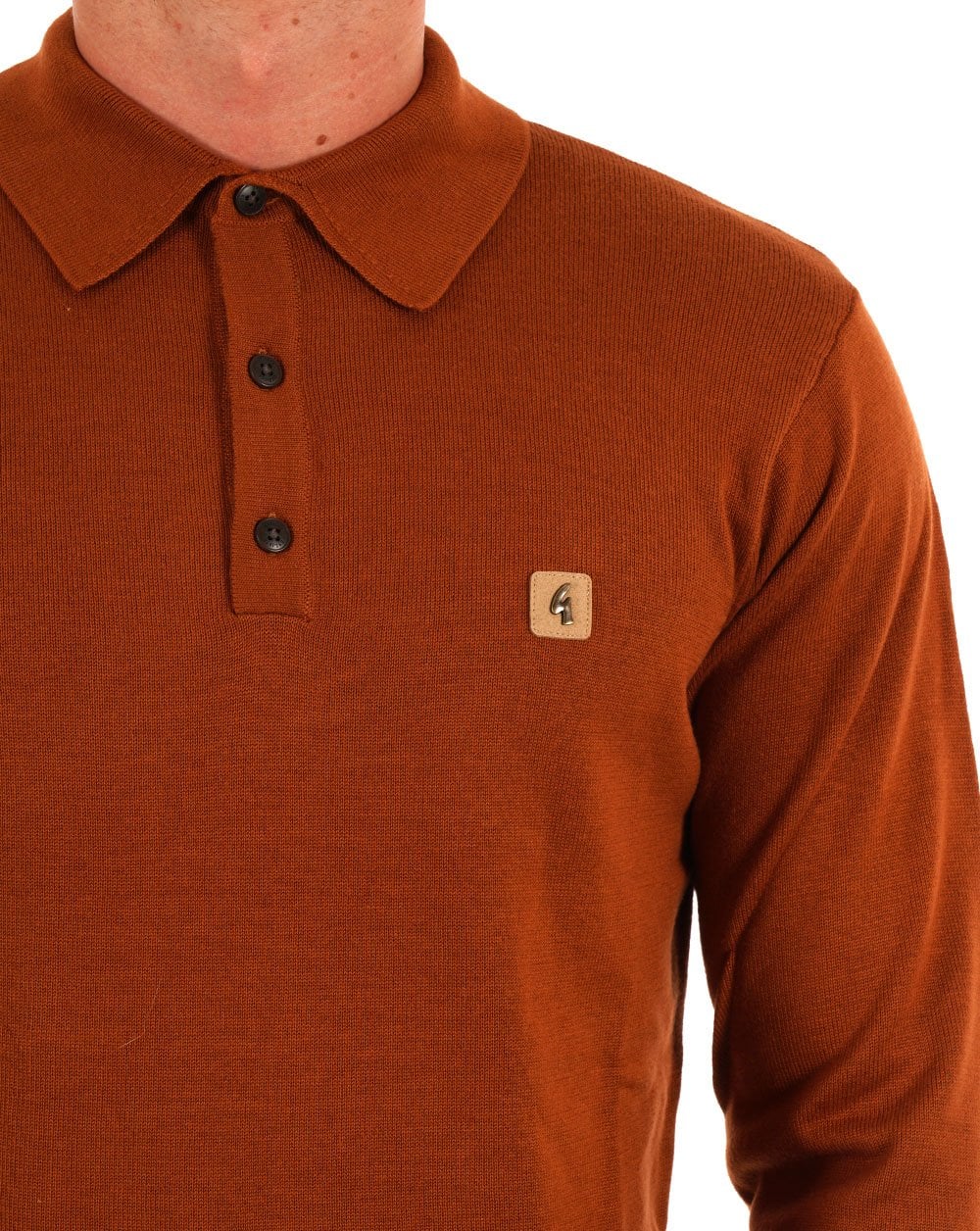Gabicci Vintage Francesco LS Knitted Polo Toffee