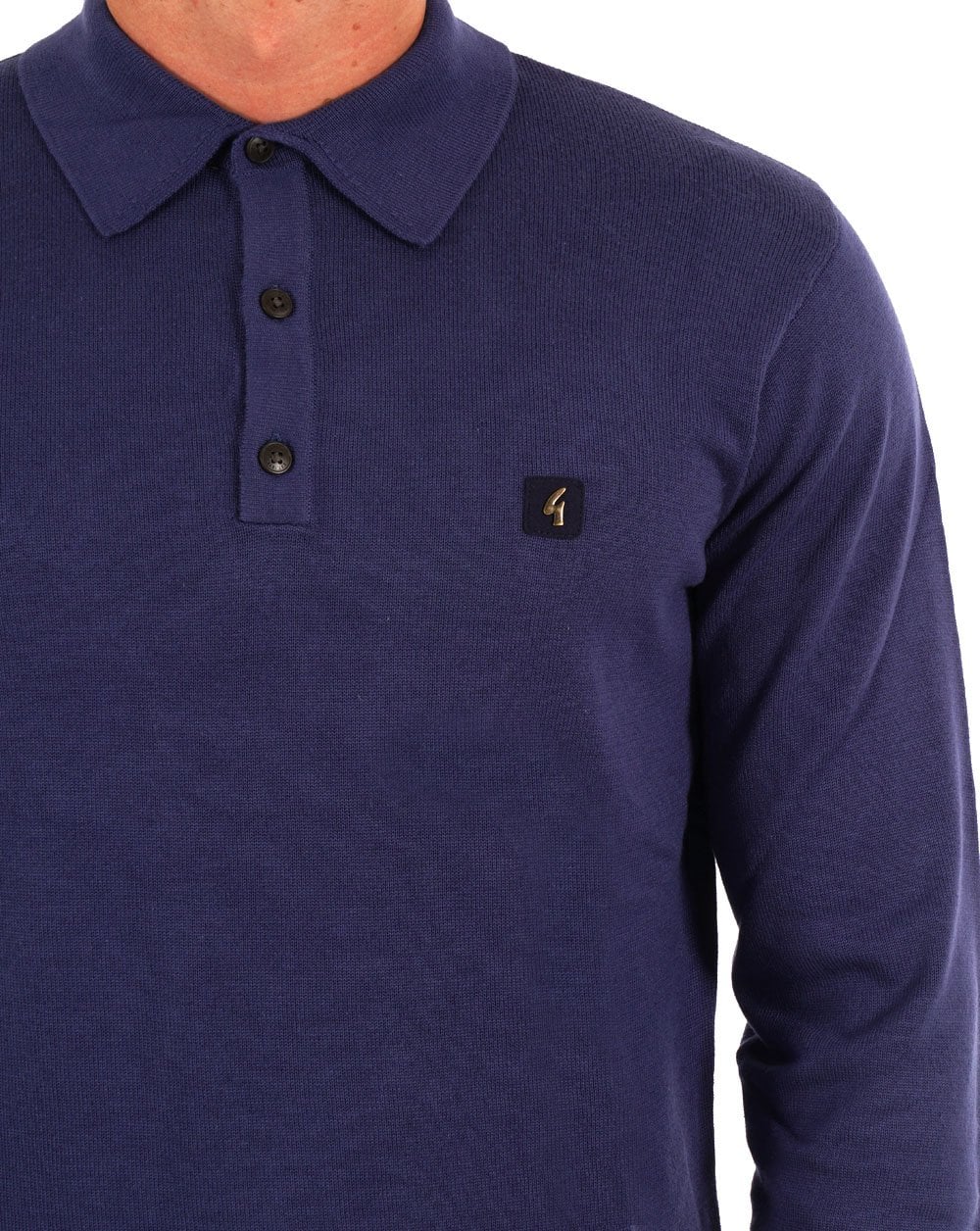 Gabicci Vintage Francesco LS Knitted Polo Insignia Blue