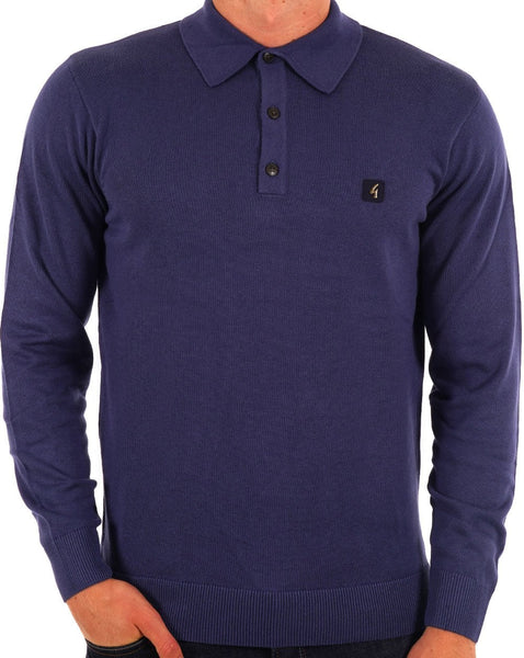 Gabicci Vintage Francesco LS Knitted Polo Insignia Blue