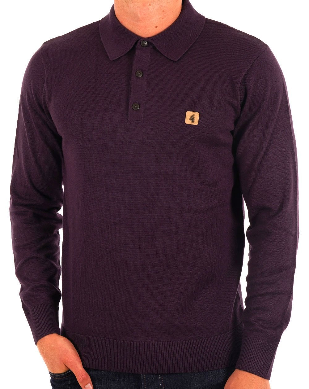 Gabicci Vintage Francesco LS Knitted Polo Grape