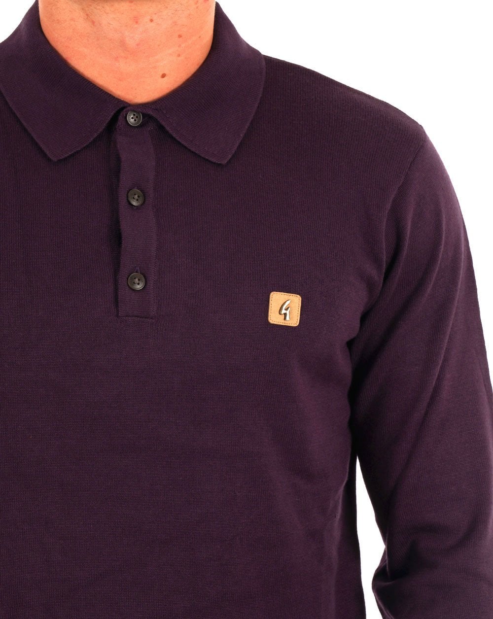 Gabicci Vintage Francesco LS Knitted Polo Grape