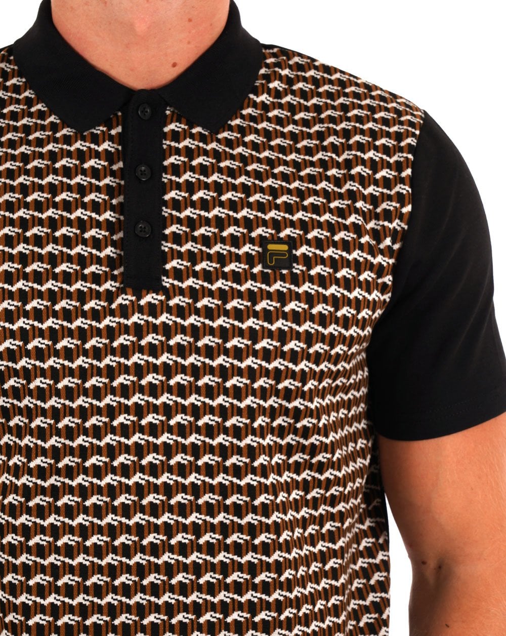 Fila Gold Monogram Polo Shirt Black