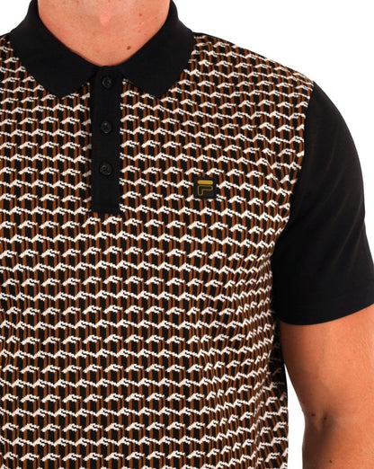 Fila Gold Monogram Polo Shirt Black