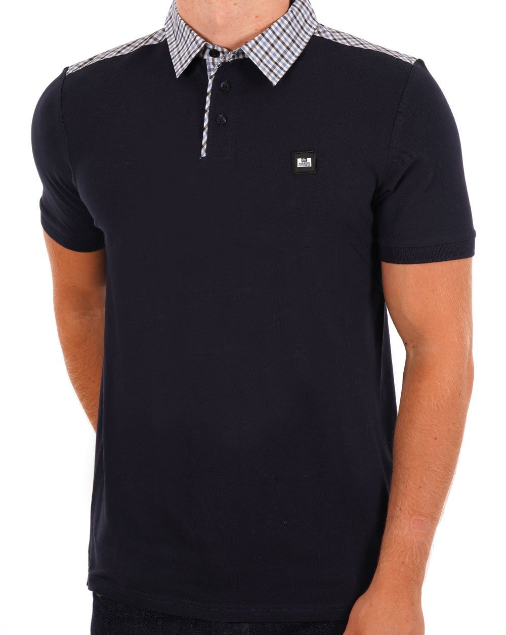 Weekend Offender Check Collar Polo Shirt Navy/Blue Check