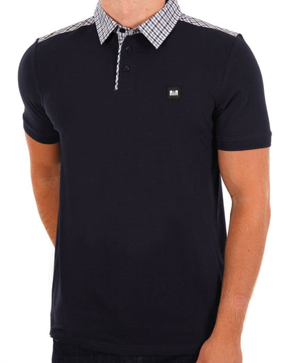 Weekend Offender Check Collar Polo Shirt Navy/Blue Check