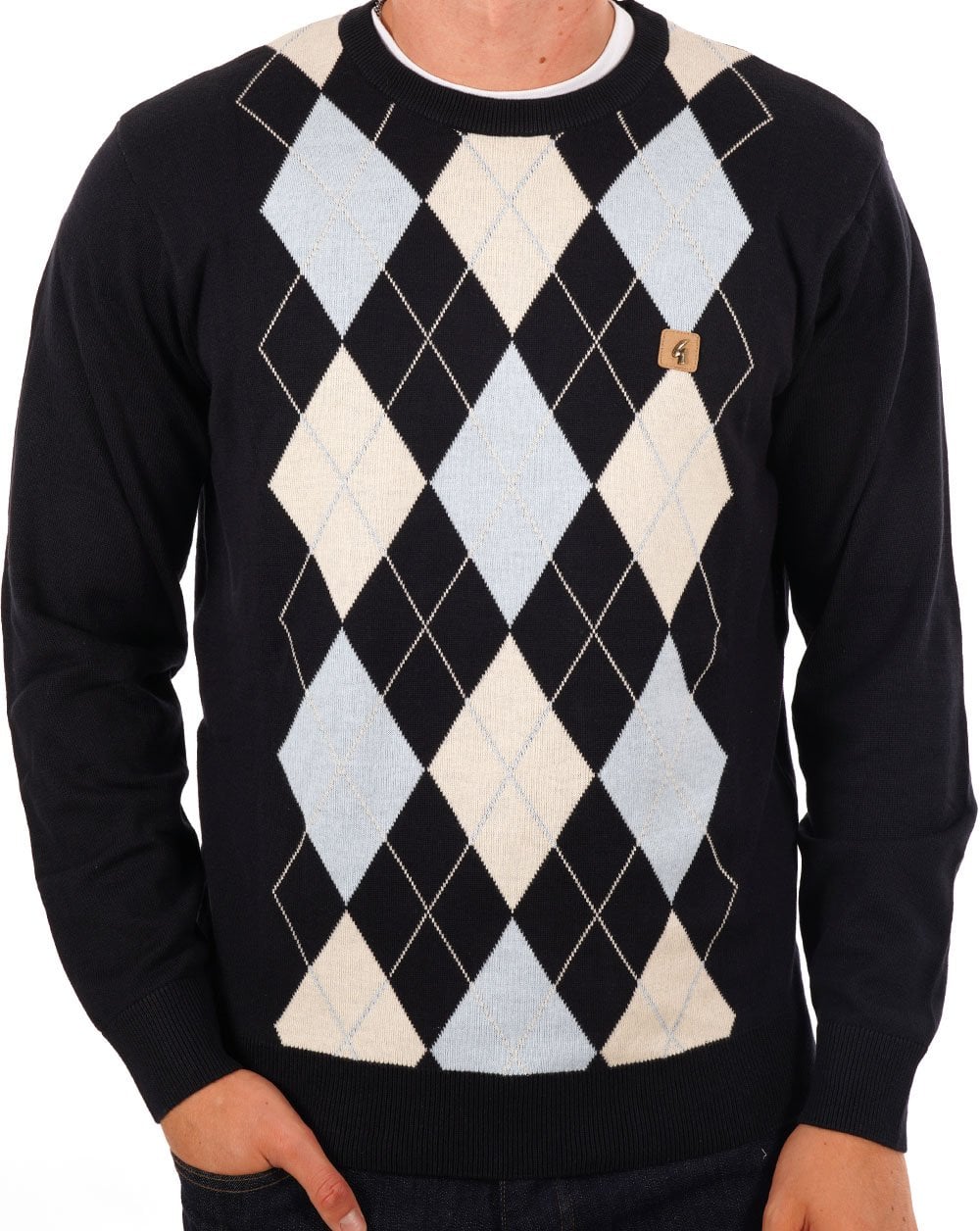 Gabicci Vintage Argyle Knit Jumper Navy