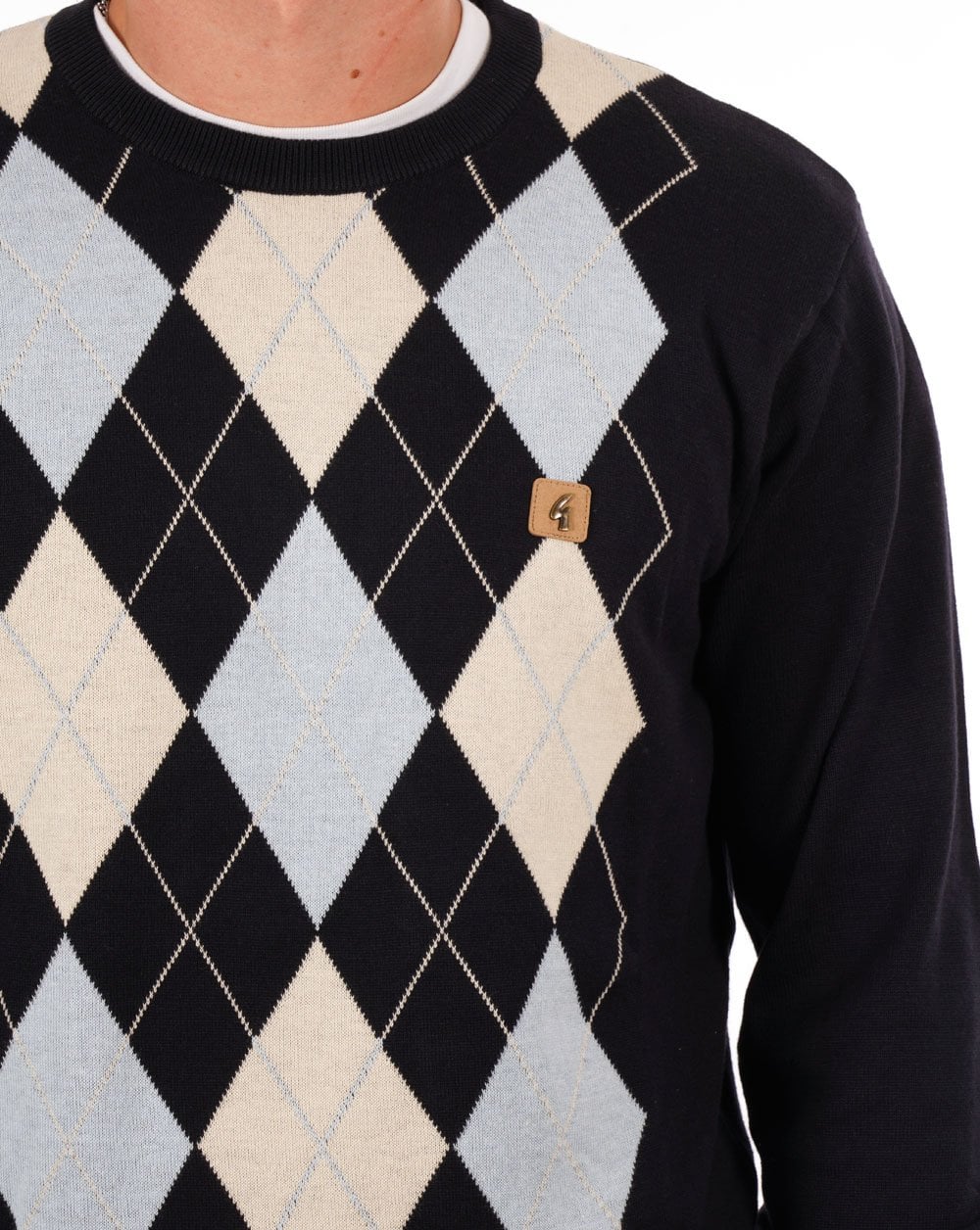 Gabicci Vintage Argyle Knit Jumper Navy