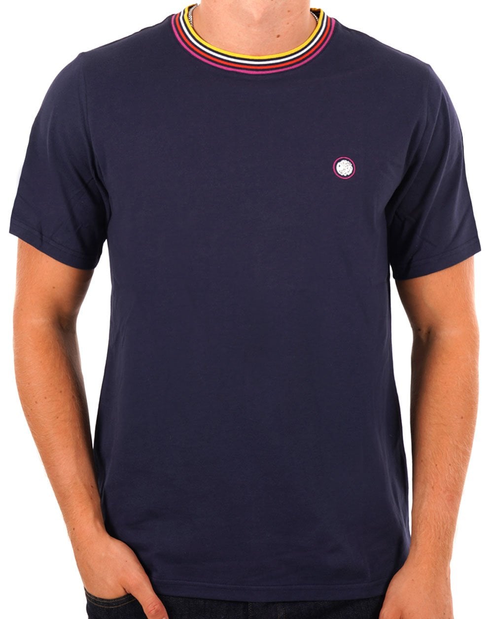 Pretty Green Hollen Rib Stripe T-shirt Blue