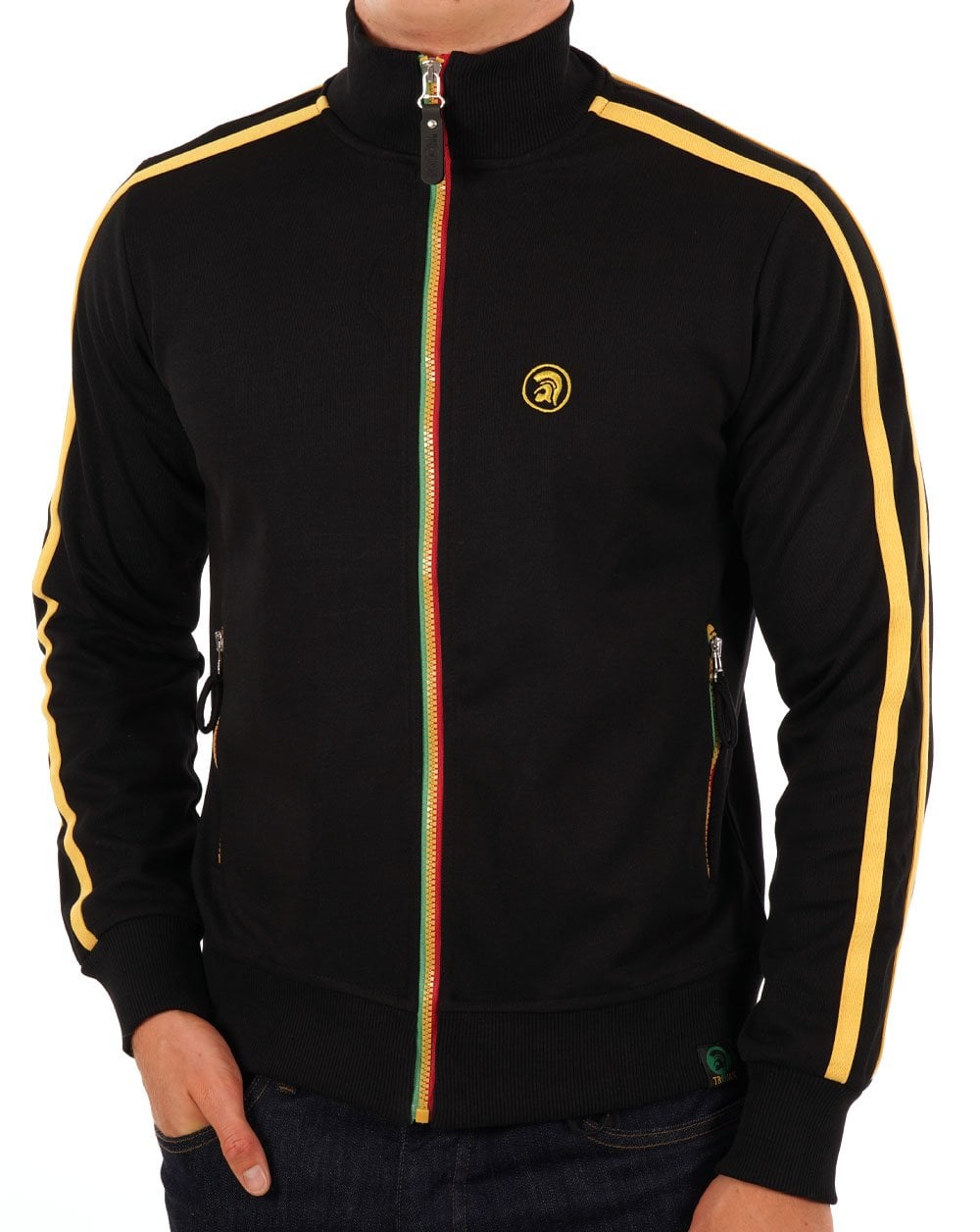 Trojan Twin Stripe Contrast Zip Track Top Black