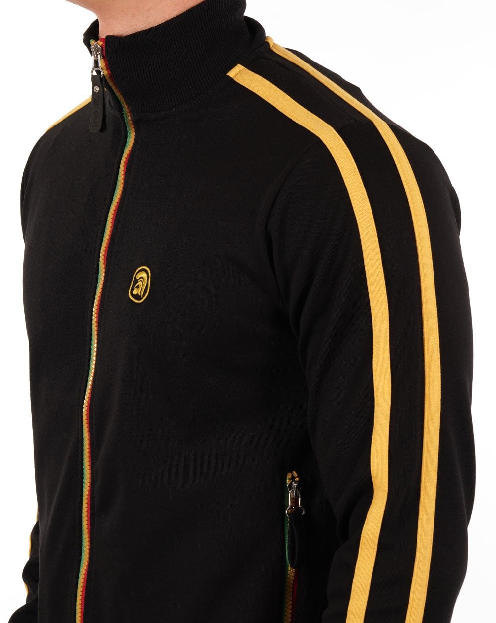 Trojan Twin Stripe Contrast Zip Track Top Black