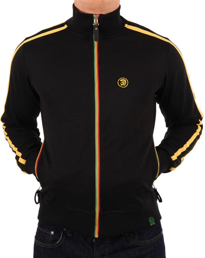 Trojan Twin Stripe Contrast Zip Track Top Black