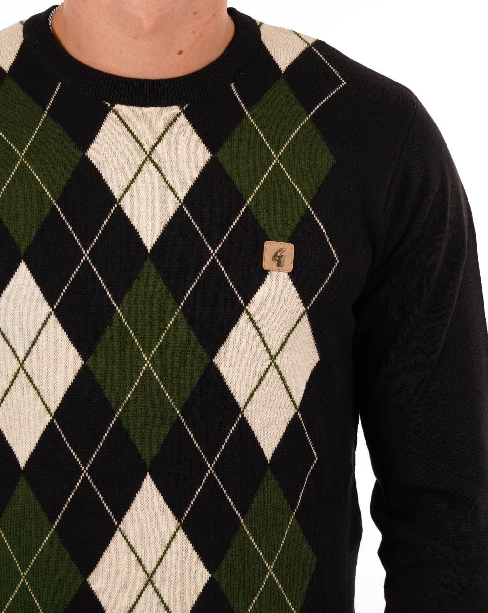 Gabicci Vintage Lang Argyle knit Black