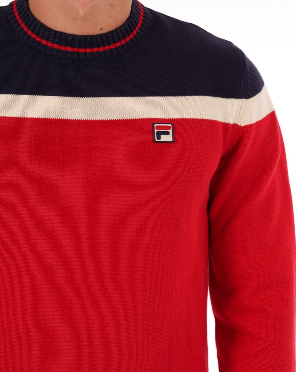 Fila Vintage Siro Crew Knit Jumper Red