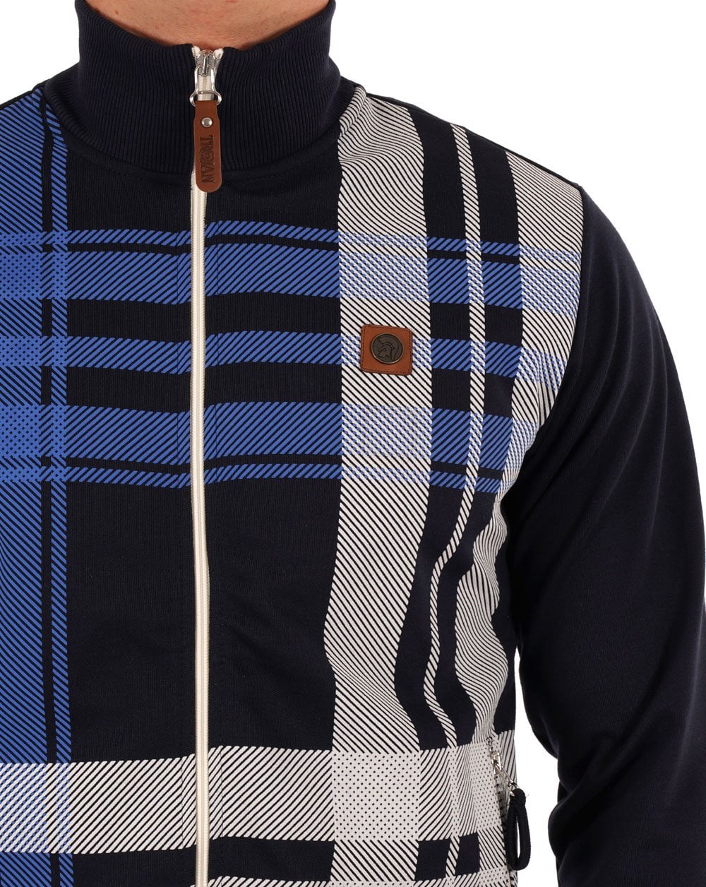Trojan Check Zip Thru Top Navy