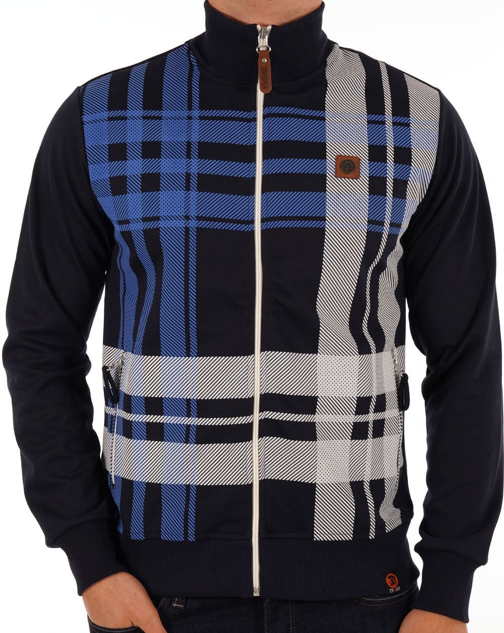 Trojan Check Zip Thru Top Navy