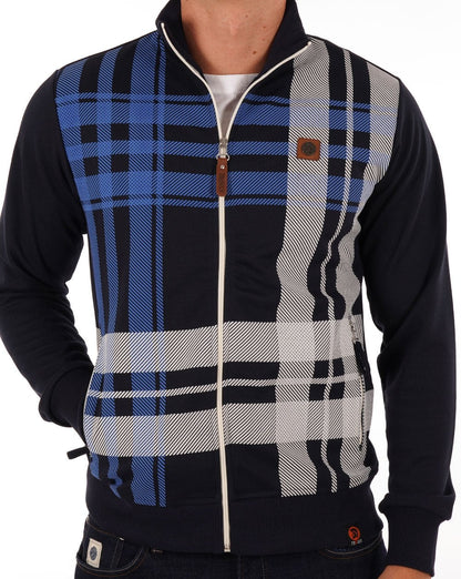 Trojan Check Zip Thru Top Navy