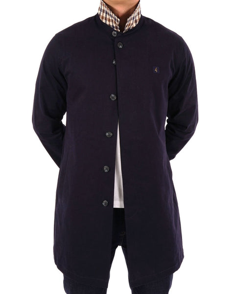 Gabicci Vintage Mac Navy Check collar