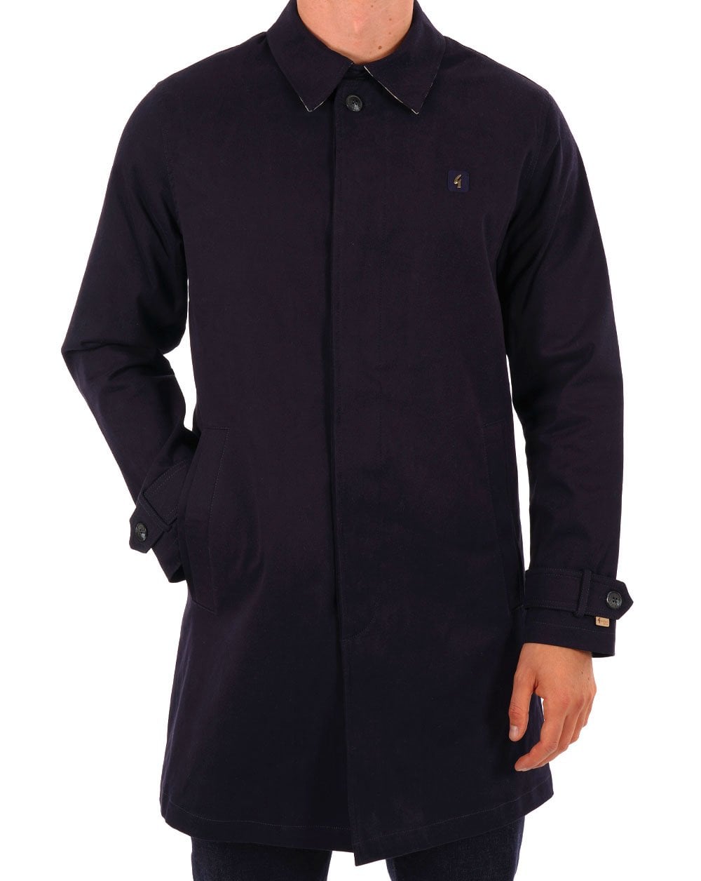 Gabicci Vintage Mac Navy Check collar