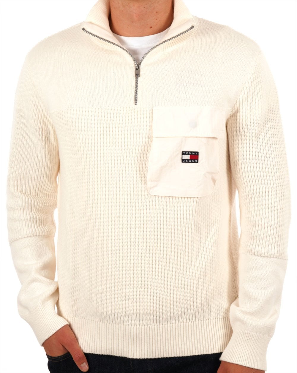 Tommy Jeans Mix Fabric Tech Jumper Ancient White