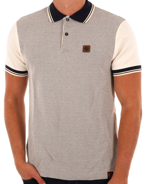 Trojan Diamond Panel Polo Ecru/Navy