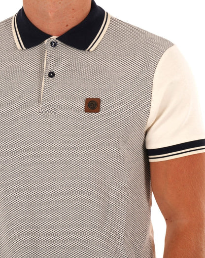 Trojan Diamond Panel Polo Ecru/Navy