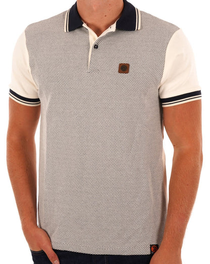 Trojan Diamond Panel Polo Ecru/Navy