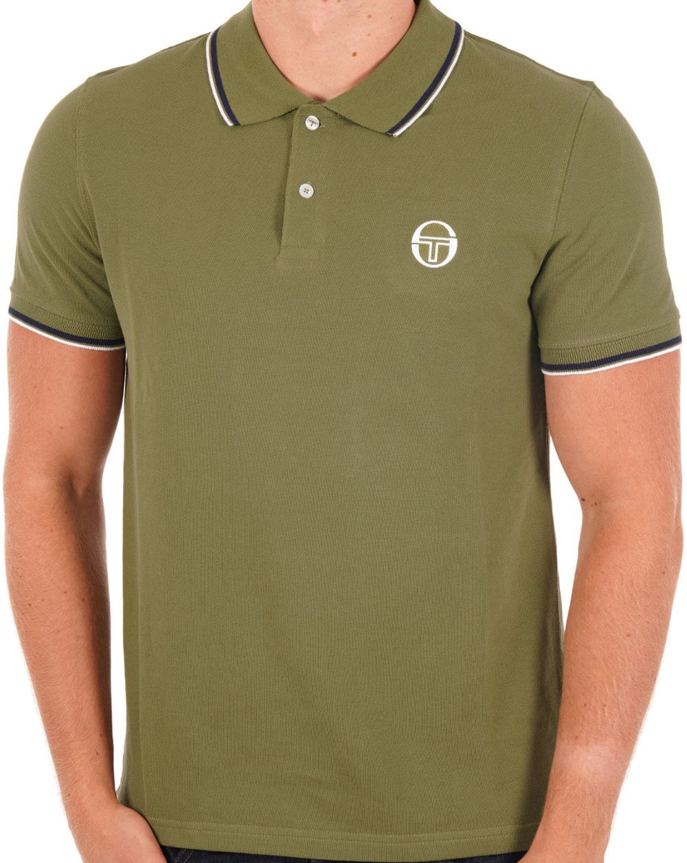 Sergio Tacchini Tipped Polo Shirt Olive Green