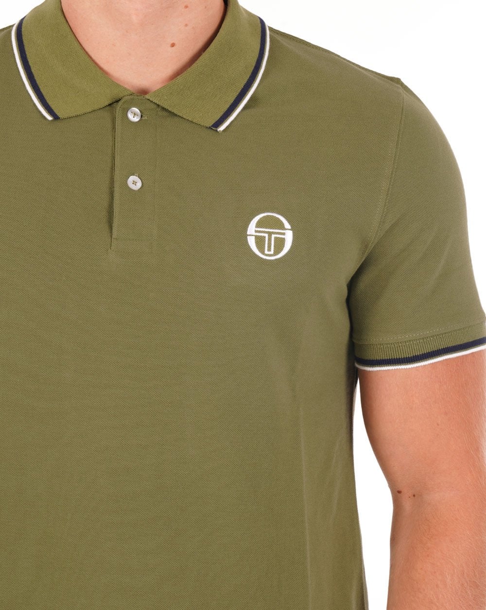 Sergio Tacchini Tipped Polo Shirt Olive Green