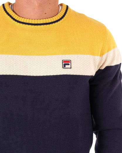 Fila Vintage Alden Crew Knit Navy/Yellow/Cream