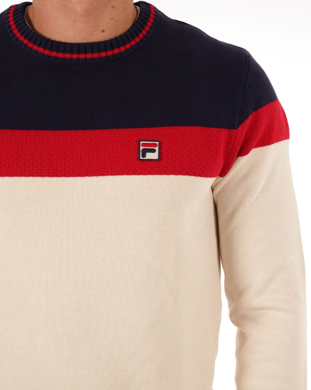 Fila Vintage Alden Crew Knit Cream/Red/Navy