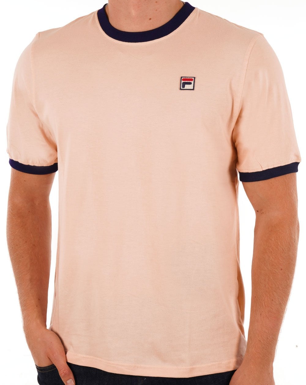 Fila Vintage Ringer T Shirt Peach/Navy
