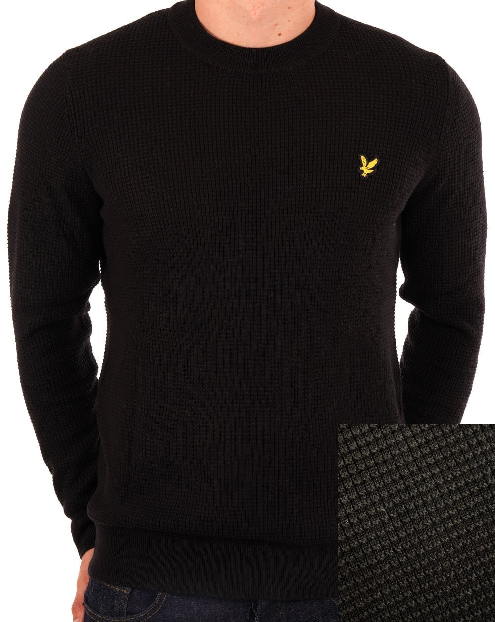 Lyle & Scott Grid Knit Crew Neck Jumper Black