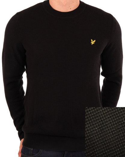 Lyle & Scott Grid Knit Crew Neck Jumper Black