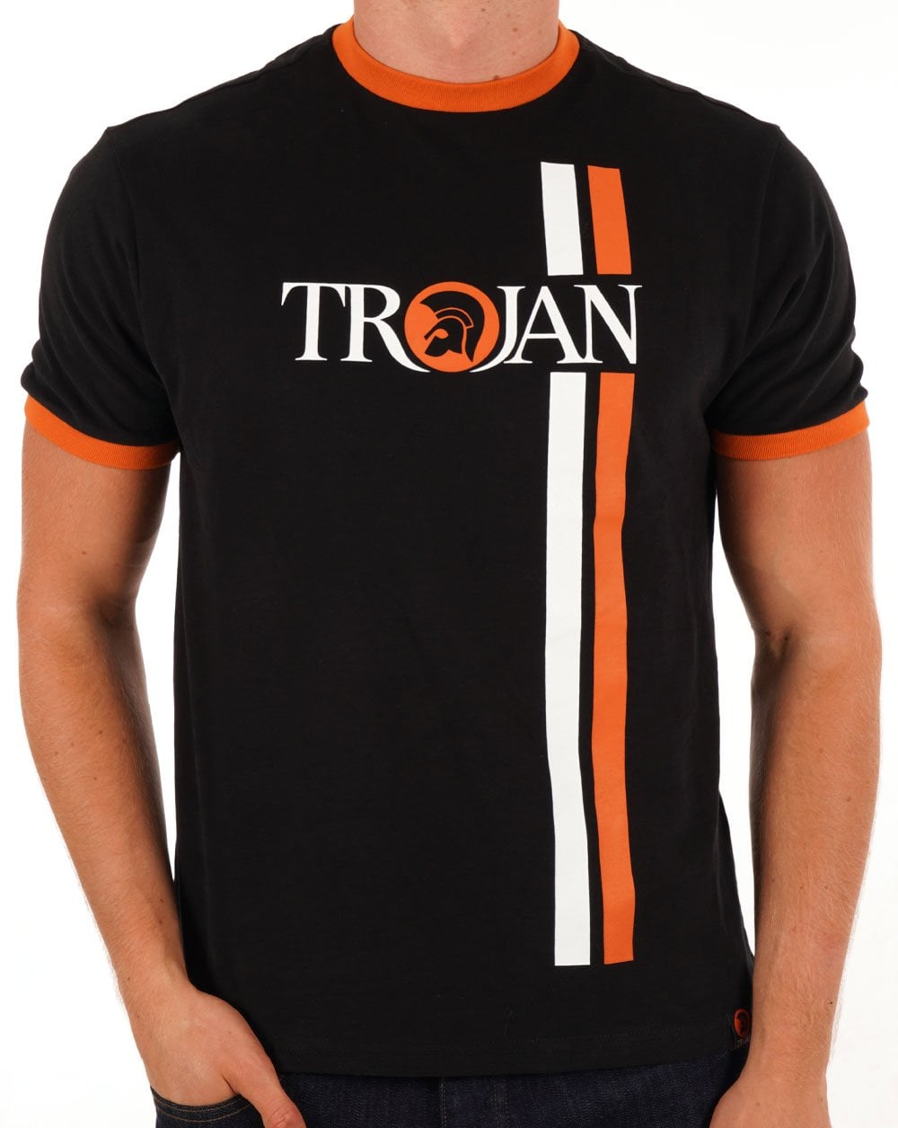 Trojan Twin Stripe Logo T-shirt Black